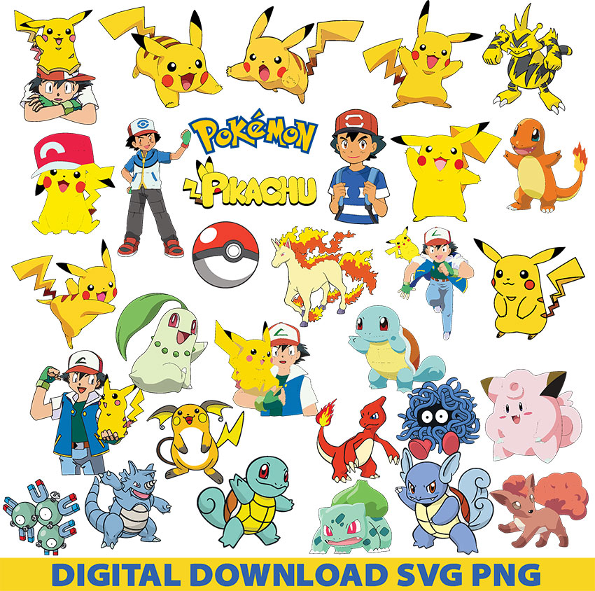 png cutfiles for Cricut Silhouette Pokemon eps dxf pokemon birthday files for cricut Pokemon characters